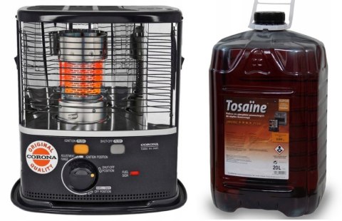 CORONA RX2485 piecyk naftowy knotowy 2.4 kW + nafta TOSAINE 20 litrów